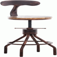Décoshop26 - Tabouret de bar chaise haute de comptoir avec dossier design industriel vintage métal bronze et bois TDB10320 - métal 3000509069604