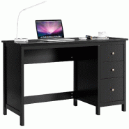 Helloshop26 - Bureau informatique 120 x 50 x 75 cm spacieux avec 3 tiroirs style moderne finition noir en MDF 20_0010923 - noir Bois manufacturé 3000