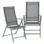 Helloshop26 - Lot de 2 chaises de jardin avec accoudoirs gris foncé 03_0009602 - 3000224775231
