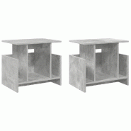 Helloshop26 - Lot de 2 meubles TV rectangulaires modernes avec rangement 50 x 35 x 45 cm en bois d'ingénierie gris béton 02_0054722 - gris Bois mass
