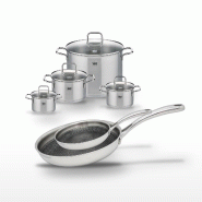 Lot de 2 Poêles 24/28 cm et 4 Faitouts 14/16/20/26 cm Elo Relief Evolution - gris inox 3176239958294