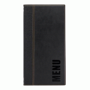 Porte menu A5 double insert 4 pages simili cuir noir modèle Tendance