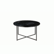 SalesFever Table basse 80 cm | Plaque de verre revêtue d'une feuille d'aluminium aspect marbre | Cadre en métal | L 80 x P 80 x H 45 cm | noir - no SalesFever Table basse 80 cm | Plaque de verre revêtue d'une feuille d'aluminium aspect marbre | Cadre en métal | L 80 x P 80 x H 45 cm | noir - no