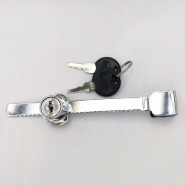 Serrure de vitrine chromée - Pour portes coulissantes - 14cm - Argent - Acier