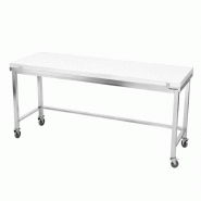 Table de travail en inox 1800x600 mm avec plaque de découpe blanche et renfort sur roulettes PREMIUM - GOLDINOX - gris inox 3701770841585