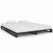 VidaXL Cadre de lit de palette sans matelas gris 160x200cm bois massif Modèle Lervelor - Bois massif 285252