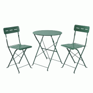 WellHome - Ensemble table Ø60cm et chaises de jardin pliantes en acier en couleur verte - vert acier WH17435