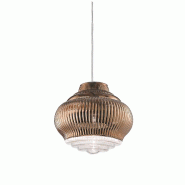 Zafferano Bonnie Suspension en verre soufflé Bronze finition rigadin avec structure en métal verni gris, diamètre 27,5 cm, design modulaire - bronz