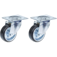 Roulettes pivotantes en caoutchouc noir 80mm 3" avec plateau supérieur 70kg - jeu de 2 Roulettes pivotantes en caoutchouc noir 80mm 3" avec plateau supérieur 70kg - jeu de 2