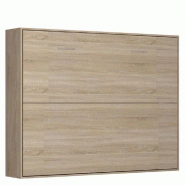 ARMOIRE LIT HORIZONTALE ESCAMOTABLE STRADA-V2 CHÊNE COUCHAGE 160*200 CM.