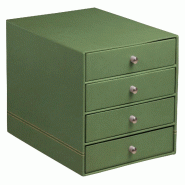 Bloc de classement Rhodiarama, 4 tiroirs, finition simili cuir italien, coloris sauge - vert 194576C