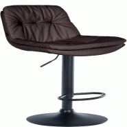 Décoshop26 - Tabouret chaise haute x1 pour cuisine et bar à assise moelleuse en similicuir marron foncé cadre en métal noir 10_0005905 - marron m�