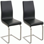 Décoshop26 - Chaises de salle à manger x2 design moderne en PVC noir support en acier inoxydable 10_0007402 - noir inox 3000266091665