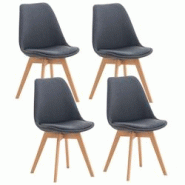 Décoshop26 - Lot de 4 chaises de salle à manger cuisine bureau style scandinave en tissu gris foncé pieds en bois 10_0000542 - gris 3000763969603 Décoshop26 - Lot de 4 chaises de salle à manger cuisine bureau style scandinave en tissu gris foncé pieds en bois 10_0000542 - gris 3000763969603