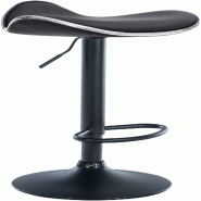 Décoshop26 - Tabouret de bar x1 assise ergonomique en PVC noir pied en trompette en métal noir 10_0005383 - noir métal 3000252614335