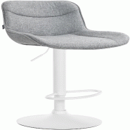 Décoshop26 - Tabouret de bar x1 pivotant forme ergonomique surpiqûres décoratives en tissu gris cadre en métal blanc 10_0005844 - blanc métal 300