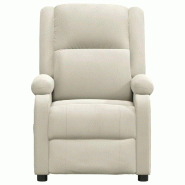 Fauteuil inclinable électrique Crème Velours Modèle Oviora - 8720286936443_0