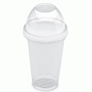 Gobelet Pot à Dessert  20cl NovaCup + Couvercle Dôme Fermé Inclus Snacking Recyclé Transparent VAE Verrine - Lot de 1250 unités - transparent Mat