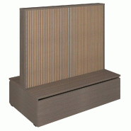 Gondole double face Vertigo T01 avec tiroir MDF nat et noyer foncé 125x74x125cm