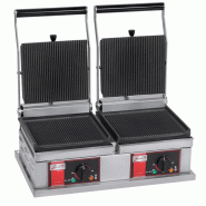 Grill professionnel panini double petit modèle plaques rainurées - PPPM2
