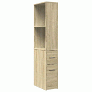 Helloshop26 - Armoire de salle de bain étroite avec roulettes 22 x 41 x 135 cm grand espace de rangement style classique en bois 02_0050666 - métal