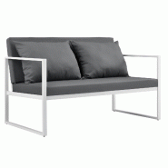 Helloshop26 - Canapé extérieur avec coussins armature métal polyester blanc 70 x 114 x 60 cm 03_0001314 - blanc métal 3000149099788