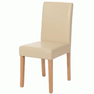 Mendler Chaise de salle à manger Littau, chaise de cuisine, similicuir ~ crème, pieds clairs - beige matière synthétique 74367