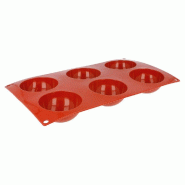 Moule 6 demi-sphères Ø7cm silicone rouge 17,5x30cm