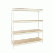 PROREGAL Étagère pour Charges Lourdes WOOD BEAST FOUR | HxLxP 200x150x45cm | 600kg par Niveau | Blanc - blanc métal PR_RS18-73 PROREGAL Étagère pour Charges Lourdes WOOD BEAST FOUR | HxLxP 200x150x45cm | 600kg par Niveau | Blanc - blanc métal PR_RS18-73