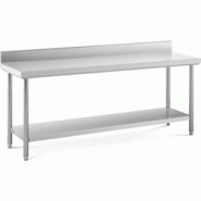 Royal Catering - Royal Catering Table en Acier Inoxydable avec Plateau de Cuisine RCWT-200X60SB (200 x 60 cm, 195 kg, Acier Inoxydable) - multi-matér Royal Catering - Royal Catering Table en Acier Inoxydable avec Plateau de Cuisine RCWT-200X60SB (200 x 60 cm, 195 kg, Acier Inoxydable) - multi-matér