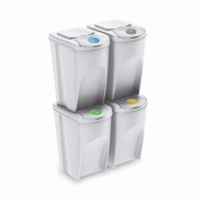 Set de 4 poubelles Keden Sortibox - poubelle de recyclage, blanc cassé, volume 4x35L - blanc plastique ZA5645