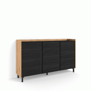 SKRAUT HOME Buffet salon et cuisine, 156x91x35 cm, 3 Portes, Design industriel, Noir et chêne - noir Bois manufacturé 632_3