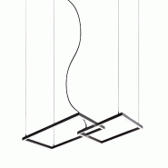Suspension LED moderne 64 W en aluminium noir mat, design géométrique avec sélecteur de température de couleur intégré (3000 K à 6000 K) - Pere
