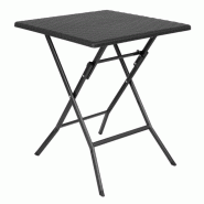 Table pliante carrée (L)620 x (P)620 x (H)730 mm, imitation rotin noir Table pliante carrée (L)620 x (P)620 x (H)730 mm, imitation rotin noir