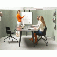 Table de réunion trapèze Elvira - plateau mélaminé laqué mat - dimensions 180x120 ou 240x140 cm - piètement acier