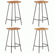Tabourets de bar lot de 4 bois d'acacia solide Modèle Atlas Signature Pro - 320652