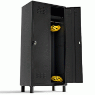 TwinThink Vestiaire metallique à 2 porte Casier 180x65x40cm pour votre atelier ou votre bureau casier metallique serrure (Noir) - noir métal 8437027