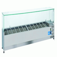 Vitrine réfrigérée inox pour condiments, 12 bacs GN1/3. Dimensions 250x39,5x44 cm. Température +2°C/+8°C. Cool Head VRX 25/38 - 1793