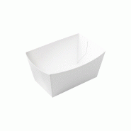 Barquette Carton NOVABOX Blanche 200g - 90x55x40mm - 270g/m² - Format Snacking Frites et Tapas - Traitement Ingraissable Haute Étanchéité - blanc