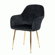 Décoshop26 - Chaise de salle à manger design rétro en tissu velours noir pieds métal dorés 04_0002224 - 3000260432693