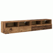 Helloshop26 - Lot de 2 meubles TV muraux minimalistes rangement pratique 80 x 30 x 30 cm en bois d'ingénierie ancien 02_0052791 - Bois massif 3000237