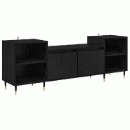 Helloshop26 - Meuble TV rectangulaire moderne avec rangements 160 x 35 x 55 cm en bois d'ingénierie chêne noir 02_0052783 - noir Bois massif 3000237