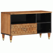 Helloshop26 - Meuble TV rétro fonction d'affichage rangement 80 x 33 x 46 cm en bois massif de manguier miel 02_0047311 - Bois massif 3000234705532