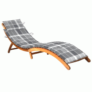 Helloshop26 - Transat chaise longue bain de soleil lit de jardin terrasse meuble d'extérieur avec coussin bois d'acacia solide 02_0012403 - multicolo