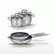 Lot 2 Poêles 28/32cm & 2 Faitouts 14/16cm Elo Profi Therm Platinum - gris inox 3176239970401