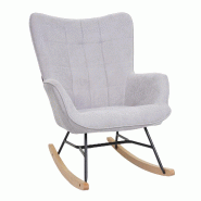 Mendler Fauteuil à bascule HWC-K36, fauteuil oscillant Fauteuil de relaxation Fauteuil TV, tissu/textile ÖKO-TEX ~ gris - gris textile 89753