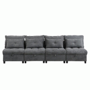Merax Canapé modulable 4 places convertible, modules séparables, rangement sous l'assise, 8 coussins, chenille, gris - gris multi-matériau ZR850123G Merax Canapé modulable 4 places convertible, modules séparables, rangement sous l'assise, 8 coussins, chenille, gris - gris multi-matériau ZR850123G