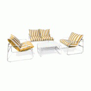 Now's Home - Salon jardin alu blanc et tissu bouton d'or avec table basse luigi - 3256390254463