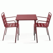 Oviala Business Ensemble table de jardin carrée et 2 fauteuils acier Pourpre - violet acier 114649 Oviala Business Ensemble table de jardin carrée et 2 fauteuils acier Pourpre - violet acier 114649
