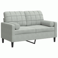 VidaXL Canapé 2 places avec oreillers gris clair 120 cm velours Modèle Ultima - 3278209